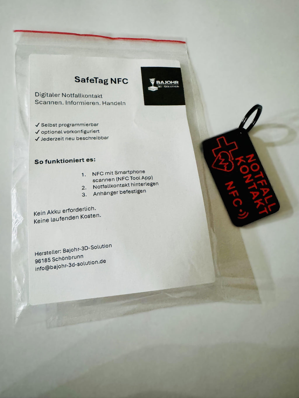 SafeTag NFC – Notfallkontakt Schlüsselanhänger (iPhone & Android)